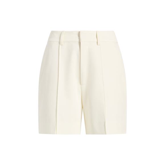 Cinq à Sept Kallen Jersey Pleated Shorts - 2 - Ivory - Picture 1 of 4